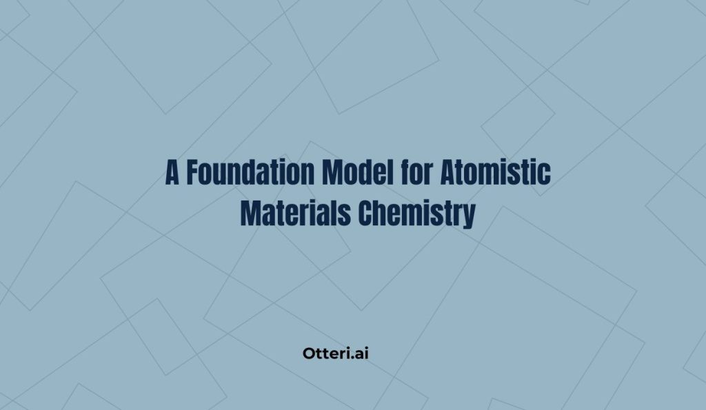 A Foundation Model for Atomistic Materials Chemistry